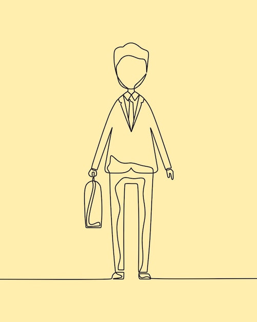 continuous line drawing on business man