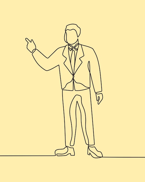 continuous line drawing on business man