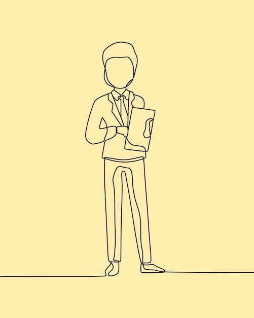 Continuous line drawing on business man