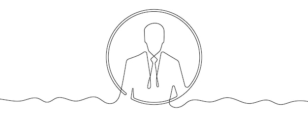 Vector continuous line drawing of businessman avatar single line businessman avatar icon