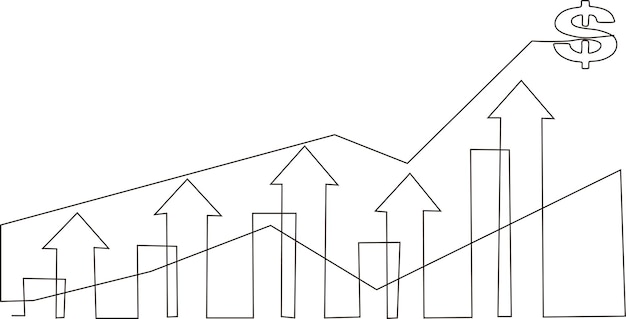 Disegno di linee continue uomo d'affari considerare grafico e grafico fare il concetto di analisi del mercato finanziario