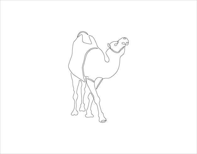 Непрерывный рисунок верблюда Одна линия арабского верблюда Верблюд в Аравии Непрерывная линия искусства Редактируемый контур