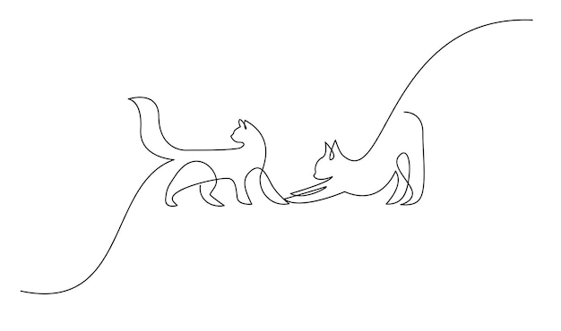 Disegno a linea continua di gatto su sfondo bianco