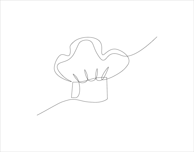 Continuous Line Drawing Of Chef Hat One Line Of Chef Hat Chef Hat Continuous Line Art Editable Outline