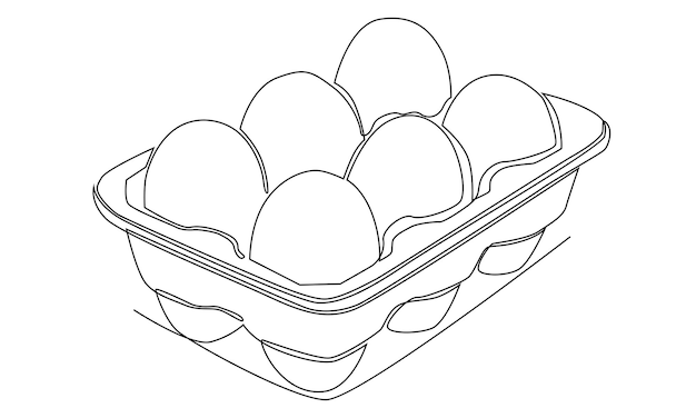 Continuous line drawing of chicken eggs in a pack