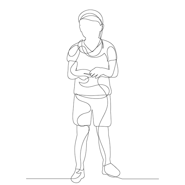 Continuous line drawing child boy sketch