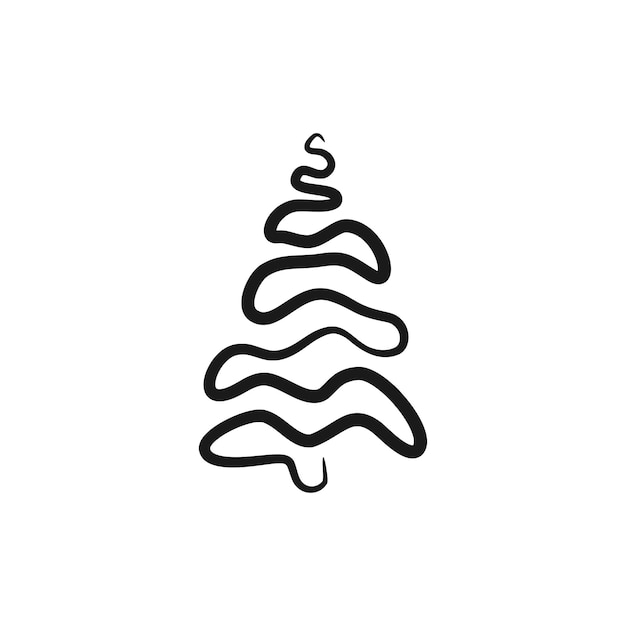 Continuous line drawing Christmas tree Xmas tree one line drawing