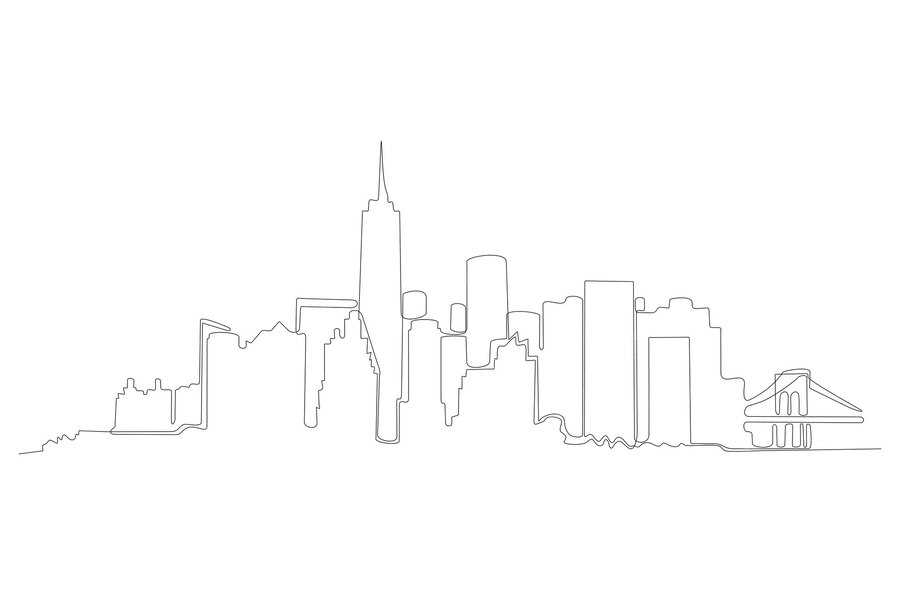 Premium Vector Continuous line drawing of a city skyline and building