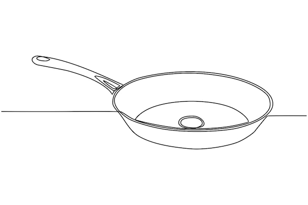 조리 기구 냄비 벡터 일러스트 레이 션의 연속 선 그리기
