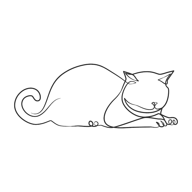 Disegno a tratteggio continuo del simpatico gatto gatto disegno a una linea dal design minimalista