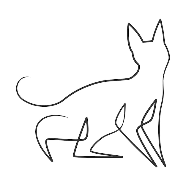 Continuous line drawing of cute cat Cat one line drawing minimalist design