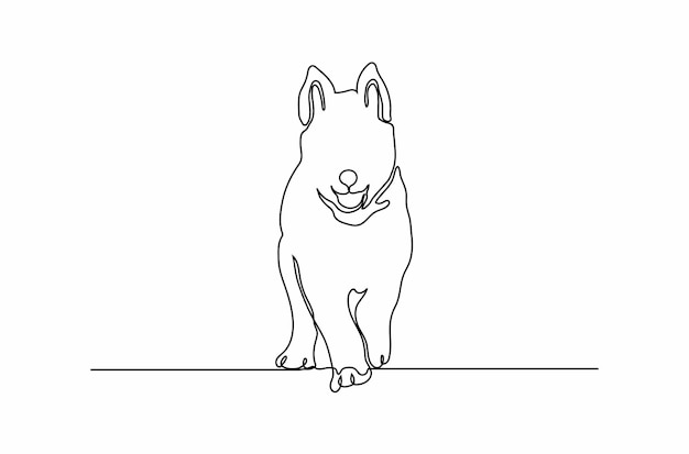 Disegno a tratteggio continuo dell'illustrazione di vettore del concetto di cane vettore premium