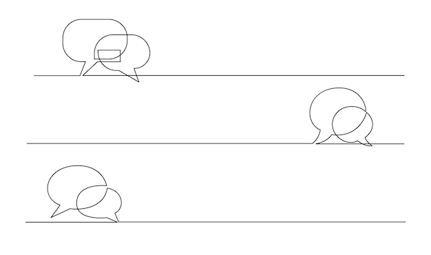 continuous line drawing of doodle speech bubble