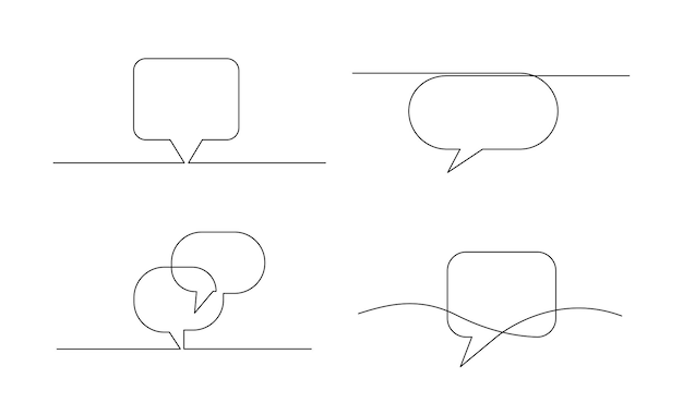 continuous line drawing of doodle speech bubble
