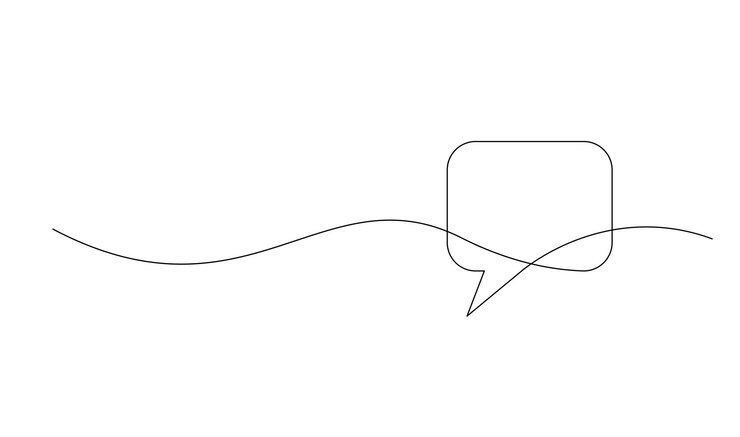 Vector continuous line drawing of doodle speech bubble