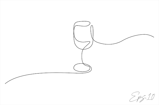 continuous line drawing of a drink glass