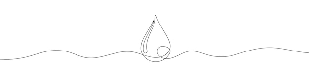 Непрерывный рисунок линии капли Значок линии капли воды Одна линия рисования фона Значок векторной капли воды