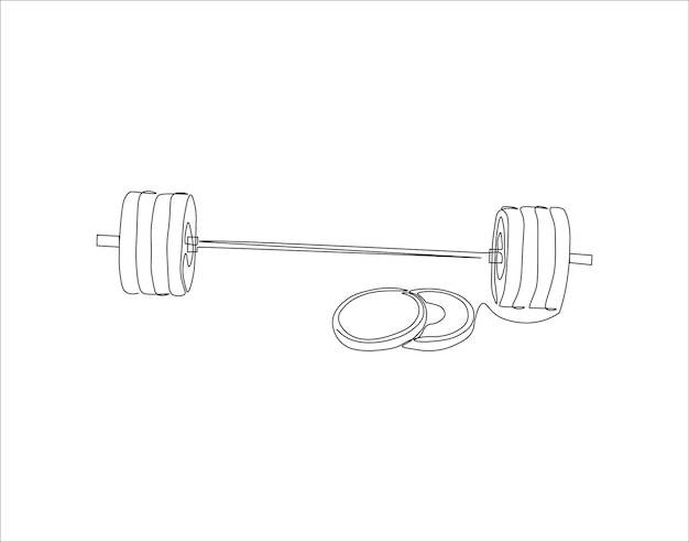 Vector continuous line drawing of dumbbell one line of barbell barbell continuous line art editable outline