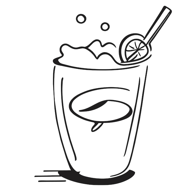 Vector continuous line drawing of exotic cocktail drinks