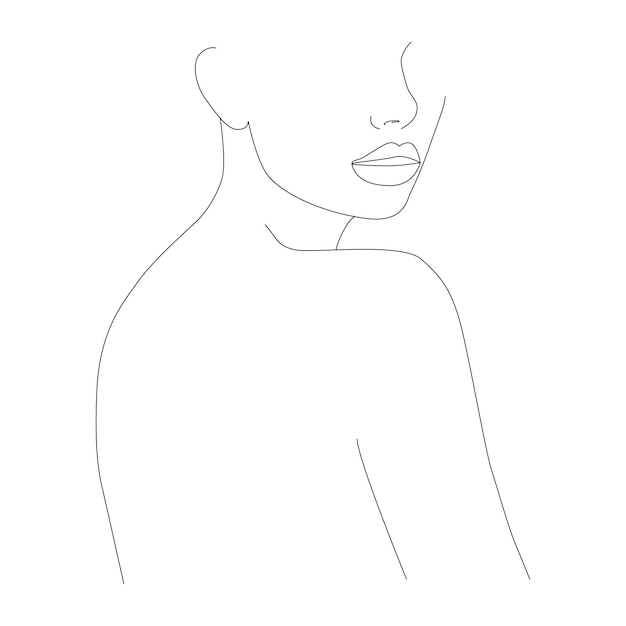 Continuous line drawing faces the concept of fashionable minimalism vector illustration