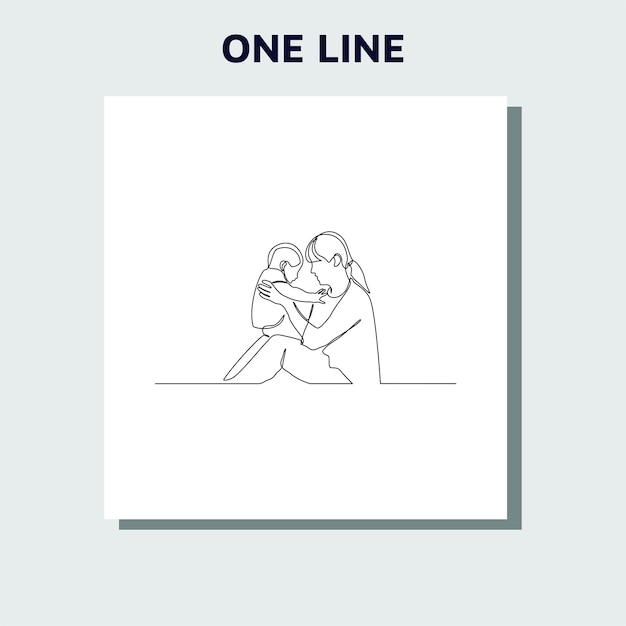 continuous line drawing of family parenthood