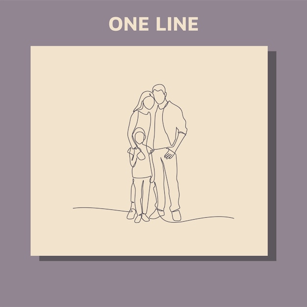 Continuous line drawing of family