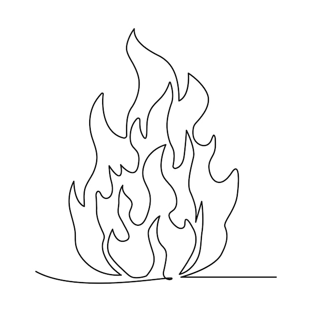 Vector continuous line drawing of fire flame linear icon vector illustration