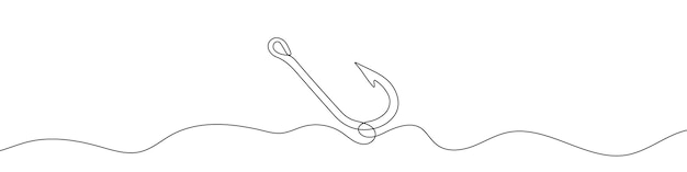 Premium Vector  Continuous line drawing of fishing hook one line