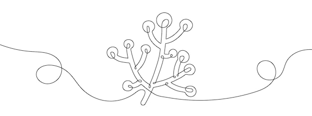 Continuous line drawing of flower single line plant icon