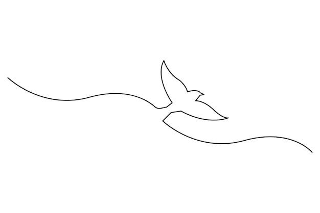 Continuous line drawing of flying up dove Bird symbol of peace and freedom stock image