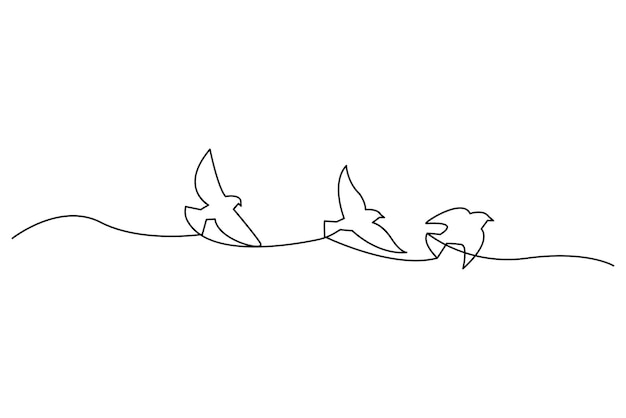 Vettore disegno a linea continua di volare su colomba uccello simbolo di pace e libertà stock immagine