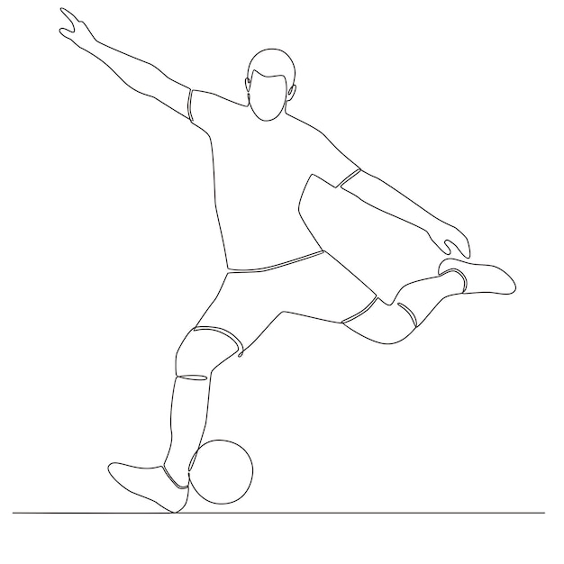 Vector continuous line drawing football player line art vector illustration