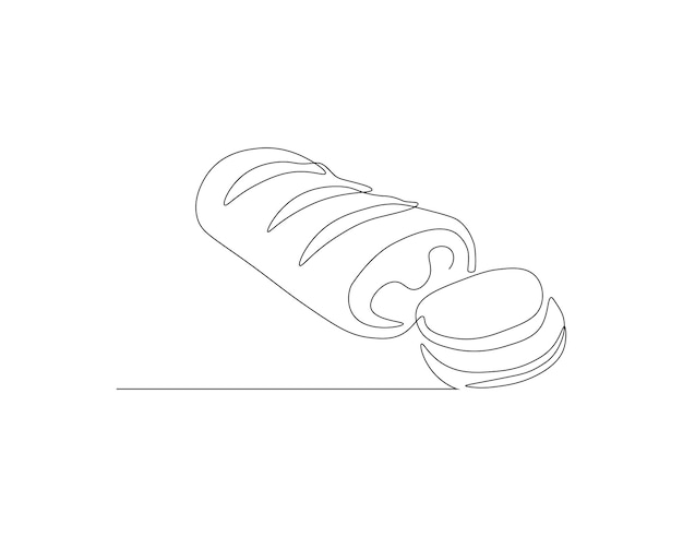 Disegno a linea continua di baguette francese una linea di baguetti pane francese arte a linea continua contorno modificabile