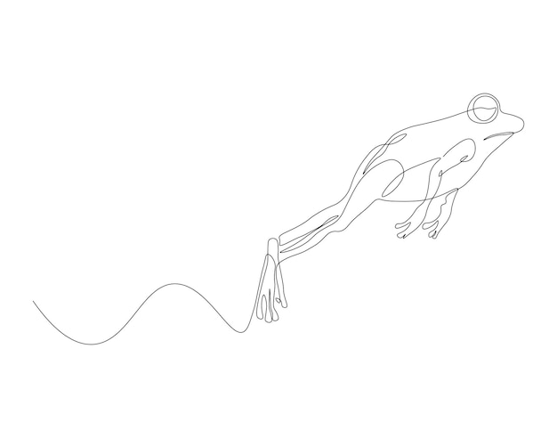 カウボーイカエルの1行 アンフィビア動物コンセプト 連続ラインアート 編集可能な概要