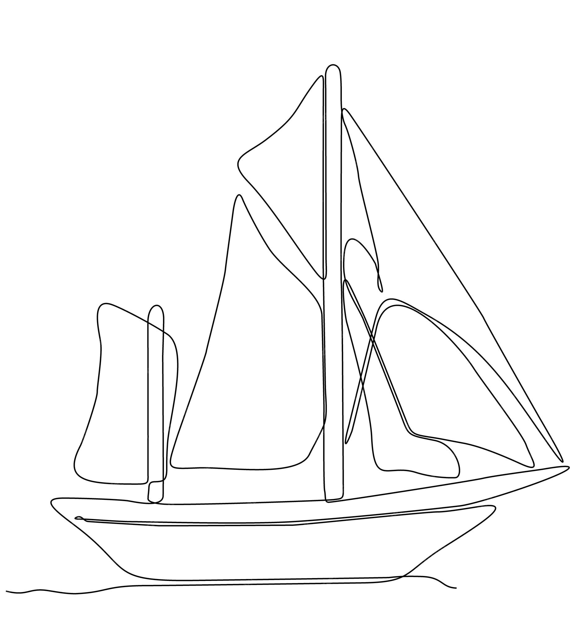 Premium Vector  Continuous line drawing from the boat traveling at high  speed in the waters.