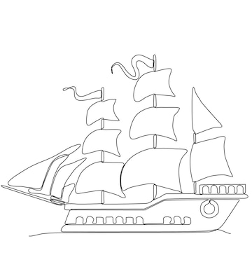 Premium Vector  Continuous line drawing from the boat traveling at high  speed in the waters.