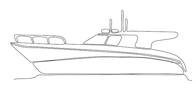 Premium Vector  Continuous line drawing from the boat traveling at high  speed in the waters.