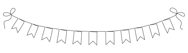 Vector continuous line drawing of garland vector illustration