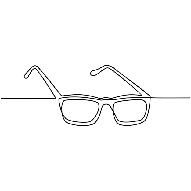 Vector continuous line drawing of glasses vector illustration