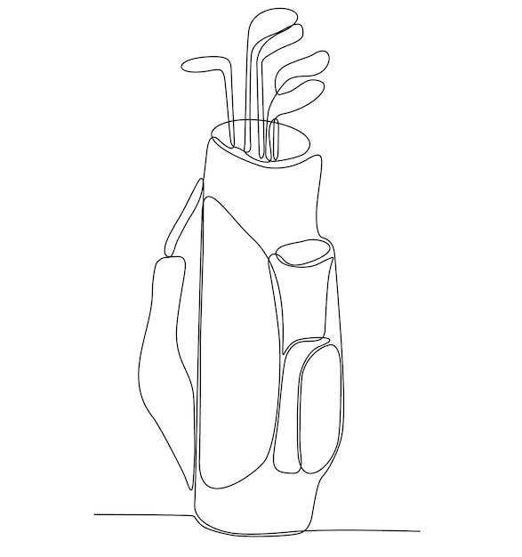 Continuous line drawing of golf bag and golf club vector illustration minimalistic concept