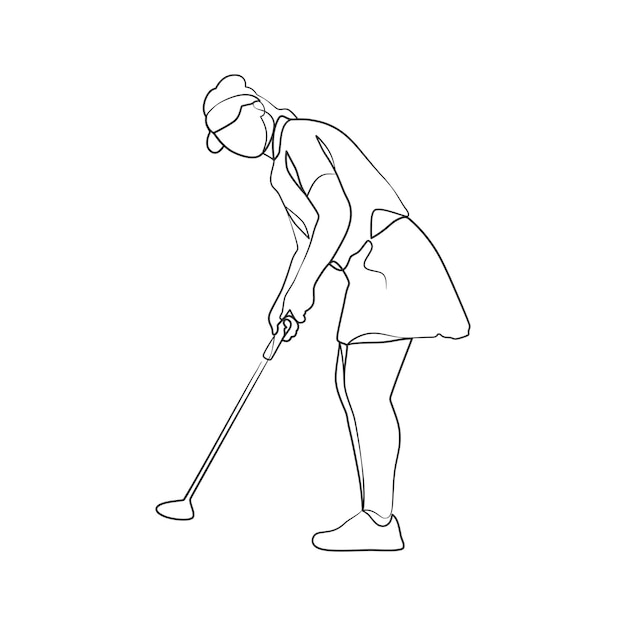 Continuous line drawing of golfer