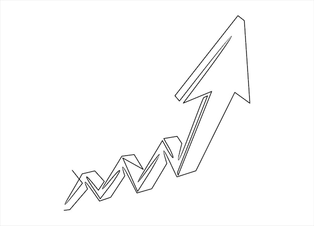 Continuous line drawing graph up illustration vector isolated