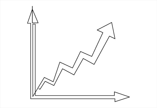 Vector continuous line drawing graph up illustration vector isolated