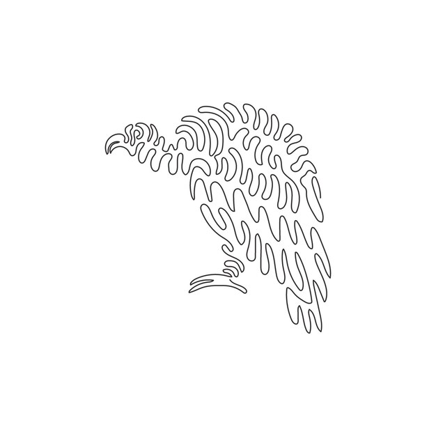 Vettore stile di illustrazione vettoriale di disegno grafico a linea continua di avvoltoio raccapricciante