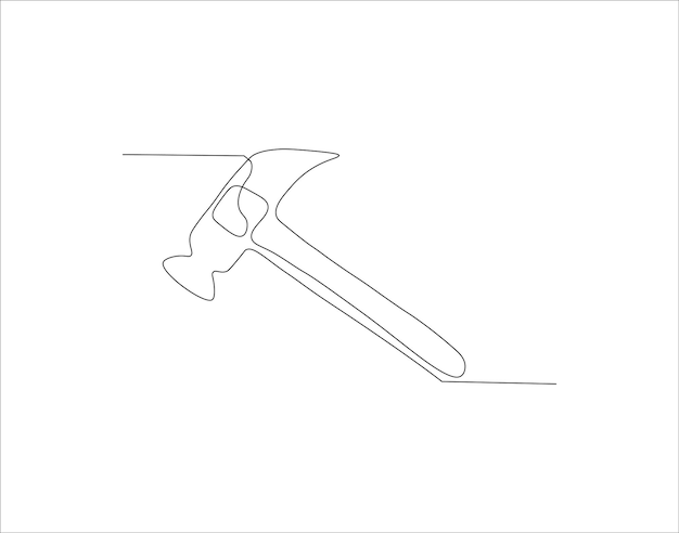 Vector continuous line drawing of hammer one line of hammer hammer continuous line art editable outline