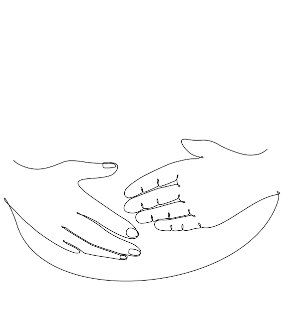 continuous line drawing of hand asking for help