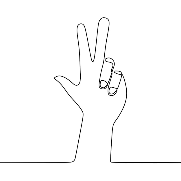 Vector continuous line drawing on hand gestures