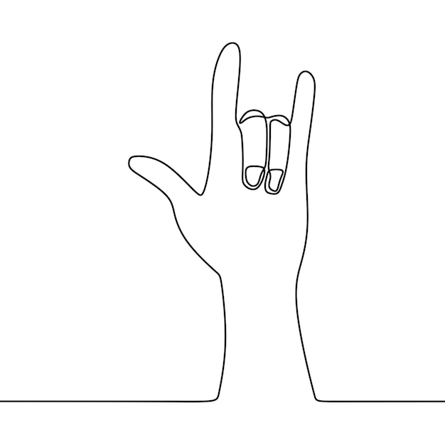 Vector continuous line drawing on hand gestures