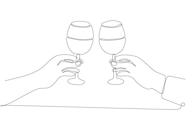 continuous line drawing hand holding glass