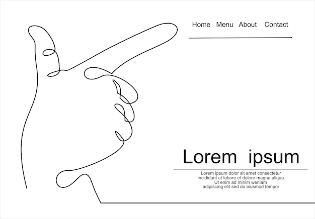 Continuous line drawing of hand pointing finger